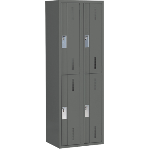 Concorde Heavy-Duty Lockers, 2 -tier, Bank of 2, 24" x 18" x 72", Steel, Charcoal, Welded (Assembled) Northern Industrial Supply Inc.
