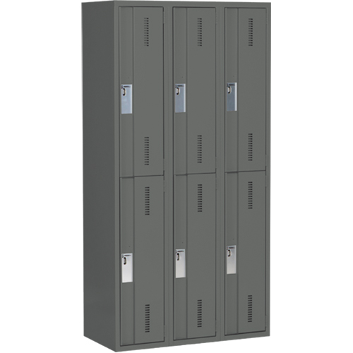 Concorde Heavy-Duty Lockers, 2 -tier, Bank of 3, 36" x 18" x 72", Steel, Charcoal, Welded (Assembled) Northern Industrial Supply Inc.