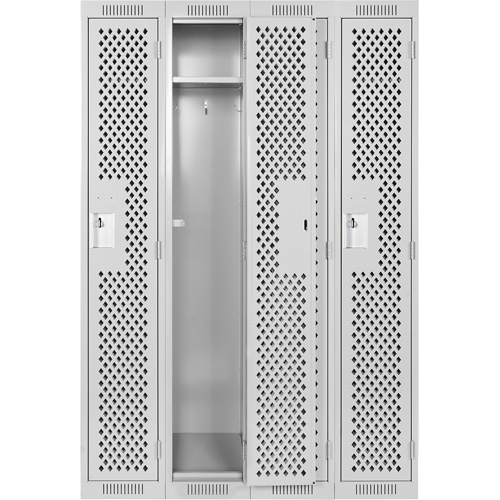 Clean Line Lockers, Bank of 4, 48" x 12" x 72", Steel, Grey, Rivet (Assembled), Perforated Northern Industrial Supply Inc.