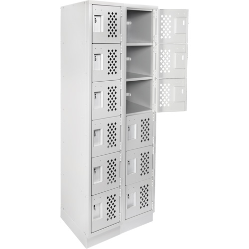 Clean-Line Perforated Lockerette, 6 -tier, Bank of 2, 12" x 72" x 12", Steel Northern Industrial Supply Inc.