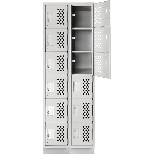 Clean-Line Perforated Lockerette, 6 -tier, Bank of 2, 12" x 72" x 12", Steel Northern Industrial Supply Inc.