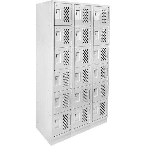 Assembled Lockerettes Clean Line Perforated Economy Lockers, 6 -tier, Bank of 3, 18" x 72" x 12", Steel Northern Industrial Supply Inc.