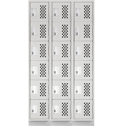 Assembled Lockerettes Clean Line Perforated Economy Lockers, 6 -tier, Bank of 3, 18" x 72" x 12", Steel Northern Industrial Supply Inc.