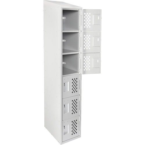 Assembled Lockerettes Clean Line Perforated Economy Lockers, 6 -tier, 18" x 72" x 12", Steel Northern Industrial Supply Inc.