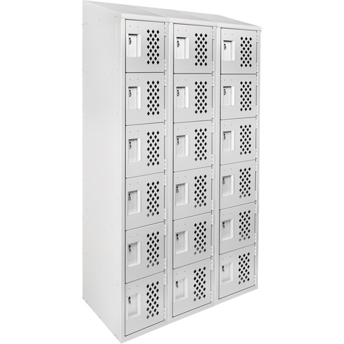Assembled Lockerettes Clean Line Perforated Economy Lockers, 6 -tier, Bank of 3, 18" x 72" x 12", Steel Northern Industrial Supply Inc.