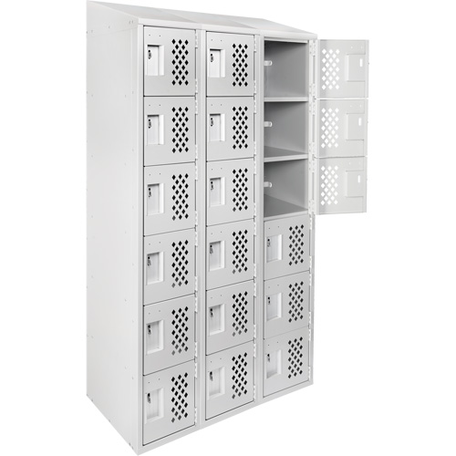 Assembled Lockerettes Clean Line Perforated Economy Lockers, 6 -tier, Bank of 3, 18" x 72" x 12", Steel Northern Industrial Supply Inc.