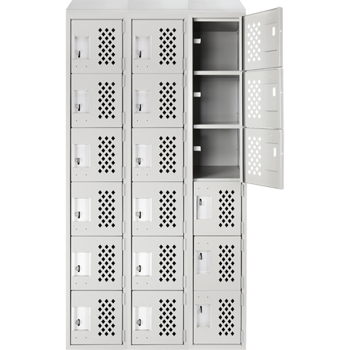 Assembled Lockerettes Clean Line Perforated Economy Lockers, 6 -tier, Bank of 3, 18" x 72" x 12", Steel Northern Industrial Supply Inc.