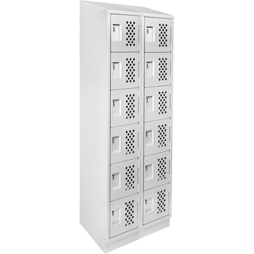 Assembled Lockerettes Clean Line Perforated Economy Lockers, 6 -tier, Bank of 2, 18" x 72" x 12", Steel Northern Industrial Supply Inc.