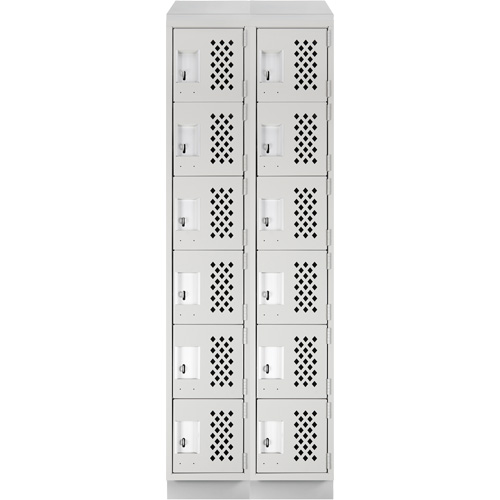 Assembled Lockerettes Clean Line Perforated Economy Lockers, 6 -tier, Bank of 2, 18" x 72" x 12", Steel Northern Industrial Supply Inc.