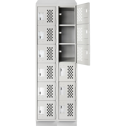 Assembled Lockerettes Clean Line Perforated Economy Lockers, 6 -tier, Bank of 2, 18" x 72" x 12", Steel Northern Industrial Supply Inc.