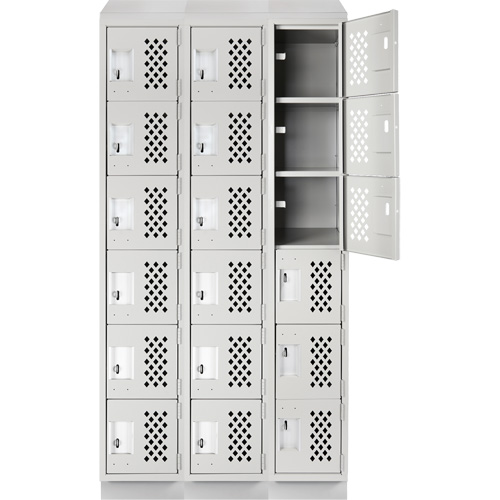 Assembled Lockerettes Clean Line Perforated Economy Lockers, 6 -tier, Bank of 3, 18" x 72" x 12", Steel Northern Industrial Supply Inc.