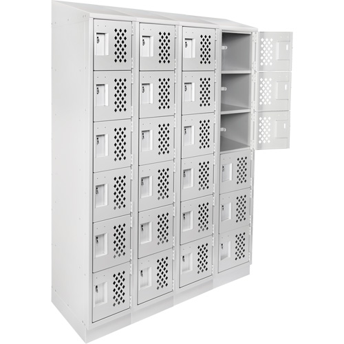 Assembled Clean Line Perforated Economy Lockers, 6 -tier, Bank of 4, 18" x 72" x 12", Steel Northern Industrial Supply Inc.