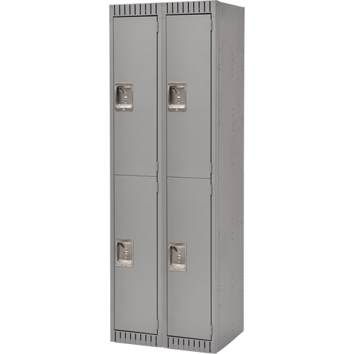 Lockers, 2 -tier, Bank of 2, 24" x 18" x 72", Steel, Grey, Knocked Down Northern Industrial Supply Inc.