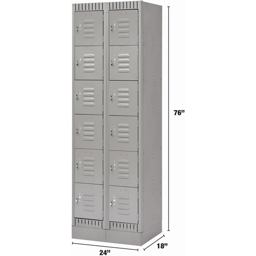 Casiers, 6 niveaux, Bloc de 2, 24" x 18" x 76", Acier, Gris, D&eacute;mont&eacute; Northern Industrial Supply Inc.