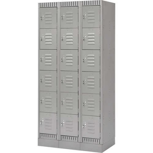 Lockers, 6 -tier, Bank of 3, 36" x 18" x 76", Steel, Grey, Knocked Down Northern Industrial Supply Inc.