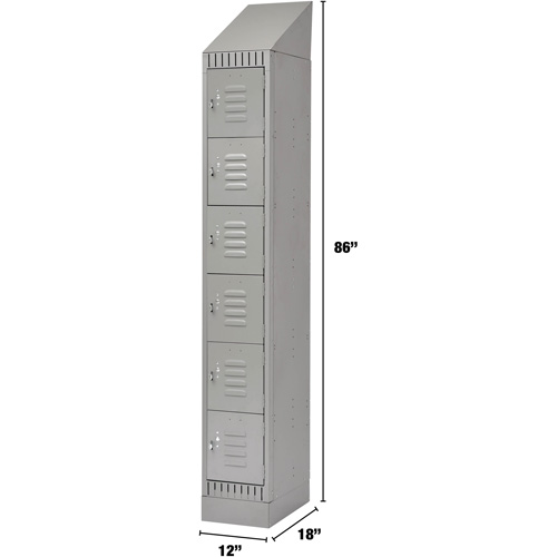 Lockers, 6 -tier, 12" x 18" x 86", Steel, Grey, Knocked Down Northern Industrial Supply Inc.
