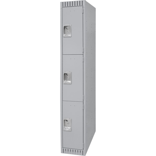 Lockers, 3 -tier, 12" x 18" x 72", Steel, Grey, Knocked Down Northern Industrial Supply Inc.
