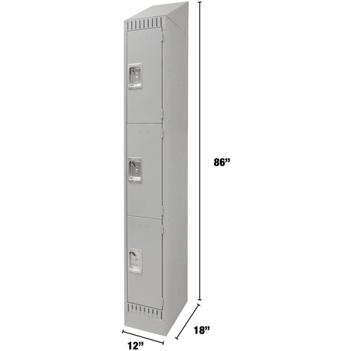 Lockers, 3 -tier, 12" x 18" x 86", Steel, Grey, Knocked Down Northern Industrial Supply Inc.