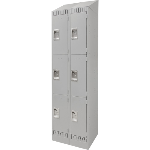 Lockers, 3 -tier, Bank of 2, 24" x 18" x 86", Steel, Grey, Knocked Down Northern Industrial Supply Inc.