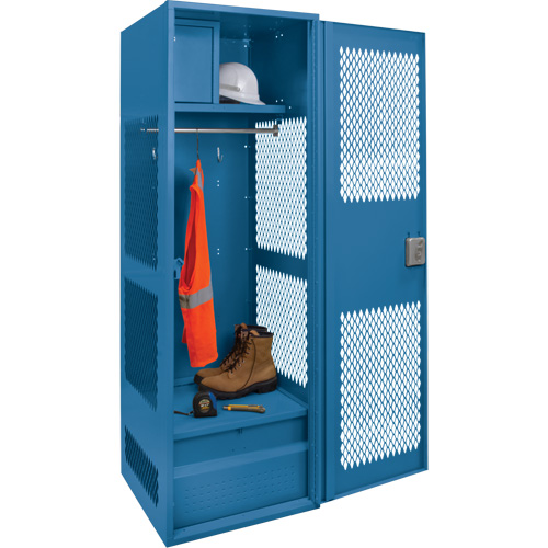 Gear Locker with Door, Steel, 24" W x 18" D x 72" H, Dark Blue Northern Industrial Supply Inc.