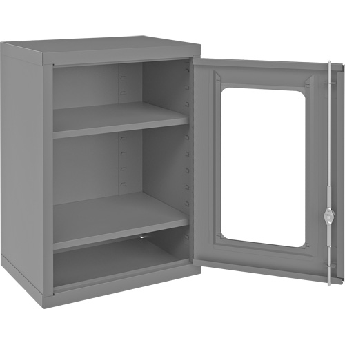 Wall-Mountable Storage Cabinet with Clearview Doors, 26-15/16" H x 18-1/8" W x 13-11/16" D, 2 Shelves, Steel, Grey Northern Industrial Supply Inc.