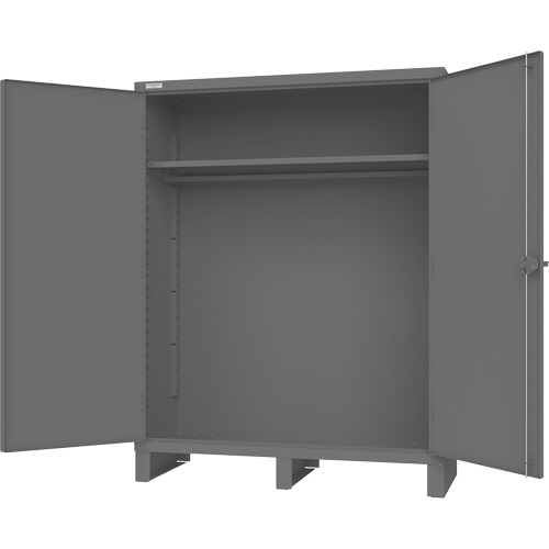Cabinet with Hanging Bar & Standard Recessed Doors, Steel, 78" H x 60" W x 24" D, Grey Northern Industrial Supply Inc.