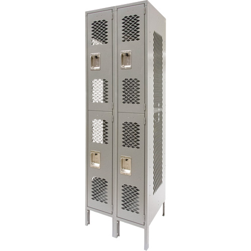 Casiers ventil&eacute;s, 2 niveaux, Bloc de 2, 24" x 18" x 78", Acier, Gris, D&eacute;mont&eacute;, Perfor&eacute; Northern Industrial Supply Inc.
