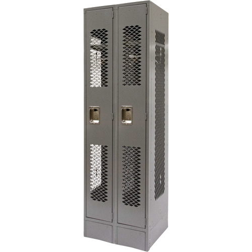 Vented Lockers, Bank of 2, 24" x 18" x 78", Steel, Grey, Knocked Down, Perforated Northern Industrial Supply Inc.