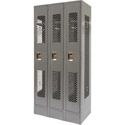 Casiers ventil&eacute;s, Bloc de 3, 36" x 18" x 78", Acier, Gris, D&eacute;mont&eacute;, Perfor&eacute; Northern Industrial Supply Inc.