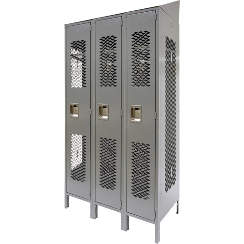 Casiers ventil&eacute;s, Bloc de 3, 36" x 18" x 88", Acier, Gris, D&eacute;mont&eacute;, Perfor&eacute; Northern Industrial Supply Inc.