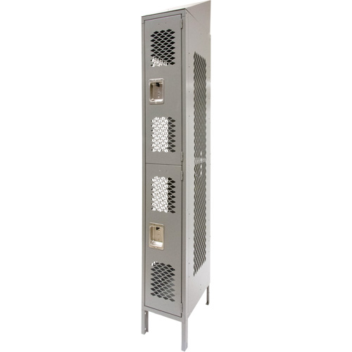 Vented Lockers, 2 -tier, 12" x 18" x 88", Steel, Grey, Knocked Down, Perforated Northern Industrial Supply Inc.