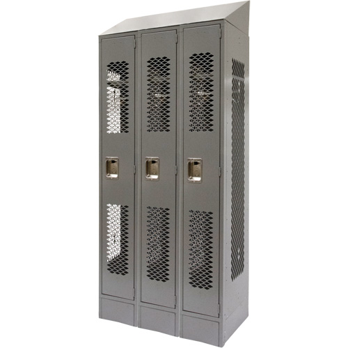 Casiers ventil&eacute;s, Bloc de 3, 36" x 18" x 88", Acier, Gris, D&eacute;mont&eacute;, Perfor&eacute; Northern Industrial Supply Inc.