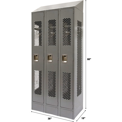 Casiers ventil&eacute;s, Bloc de 3, 36" x 18" x 88", Acier, Gris, D&eacute;mont&eacute;, Perfor&eacute; Northern Industrial Supply Inc.