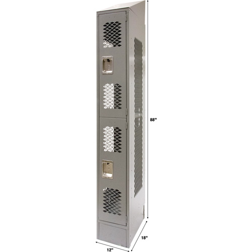 Casiers ventil&eacute;s, 2 niveaux, 12" x 18" x 88", Acier, Gris, D&eacute;mont&eacute;, Perfor&eacute; Northern Industrial Supply Inc.