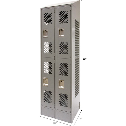 Casiers ventil&eacute;s, 2 niveaux, Bloc de 2, 24" x 18" x 88", Acier, Gris, D&eacute;mont&eacute;, Perfor&eacute; Northern Industrial Supply Inc.