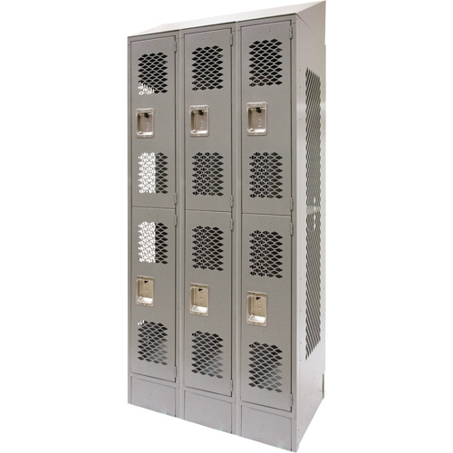 Casiers ventil&eacute;s, 2 niveaux, Bloc de 3, 36" x 18" x 88", Acier, Gris, D&eacute;mont&eacute;, Perfor&eacute; Northern Industrial Supply Inc.