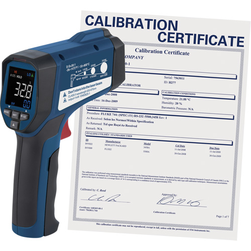 Professional Infrared Thermometer with Calibration Certificate, -26 - 1472° F ( -32 - 800° C ), 30:1, Adjustable Emmissivity Northern Industrial Supply Inc.