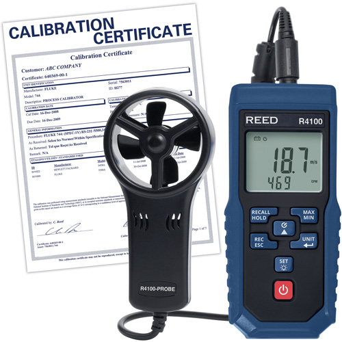 Thermo-an&eacute;mom&egrave;tre &agrave; aube R4100 avec volume d'air et certificat d'&eacute;talonnage, Enregistrement des donn&eacute;es, Gamme de v&eacute;locit&eacute; d'air de 0,4 - 30 m/sec Northern Industrial Supply Inc.