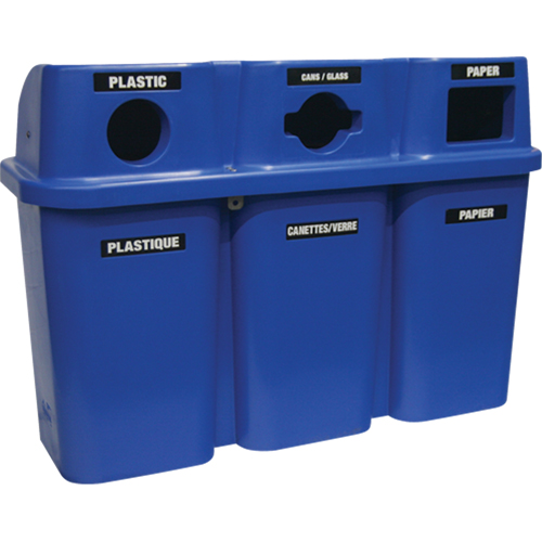 Contenants de recyclage Bullseye, Bord de rue, Plastique, 3 x 22 gal. US Northern Industrial Supply Inc.