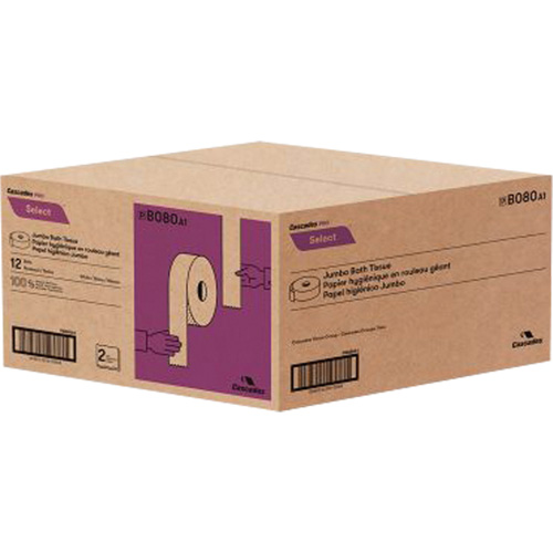 Pro Select Toilet Paper, Jumbo Roll, 2 Ply, 500' Length, White Northern Industrial Supply Inc.