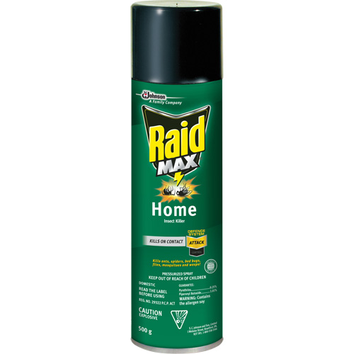 Raid&reg; Max&reg; Home Insect Killer Insecticide, 500 g, Aerosol Can, Solvent Base Northern Industrial Supply Inc.