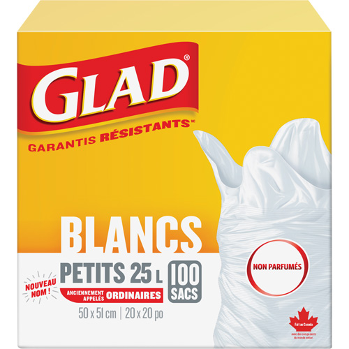 Petits sacs &agrave; ordures 25 L sans parfum, R&eacute;gulier, 20" la x 20" lo, Blanc Northern Industrial Supply Inc.