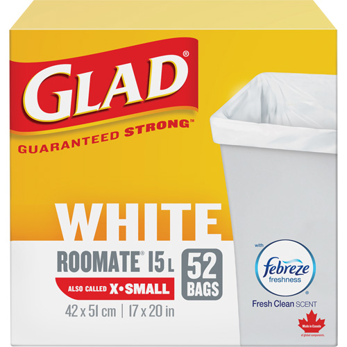 Tr&egrave;s petits sacs &agrave; ordures 15 L avec Febreze, R&eacute;gulier, 17" la x 20" lo, Blanc Northern Industrial Supply Inc.