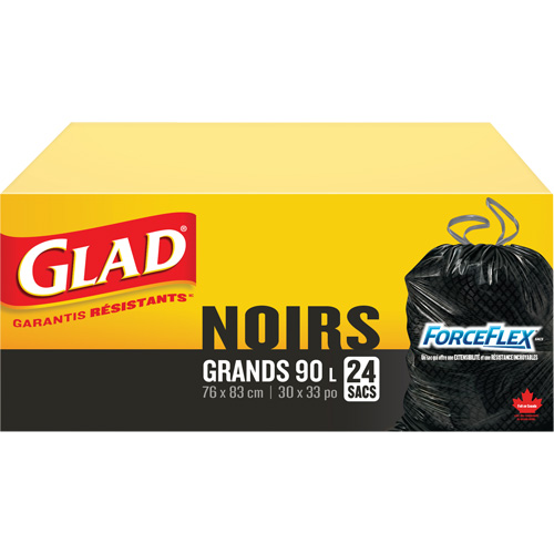 Sacs &agrave; ordures 90 L, R&eacute;gulier, 30" la x 33" lo, Noir Northern Industrial Supply Inc.