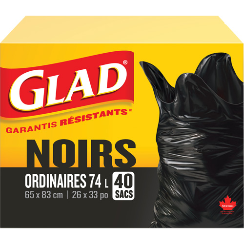 Sacs &agrave; ordures 74 L, R&eacute;gulier, 26" la x 33" lo, Noir Northern Industrial Supply Inc.