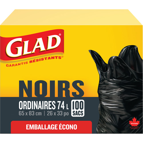 Sacs &agrave; ordures 74 L, R&eacute;gulier, 26" la x 33" lo, Noir Northern Industrial Supply Inc.