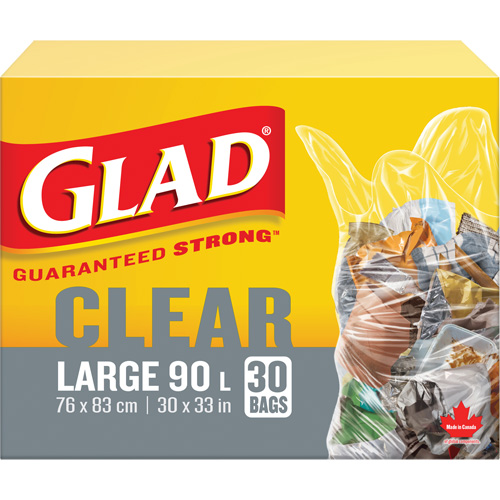 90L Garbage Bags, Regular, 30" W x 33" L, Clear Northern Industrial Supply Inc.