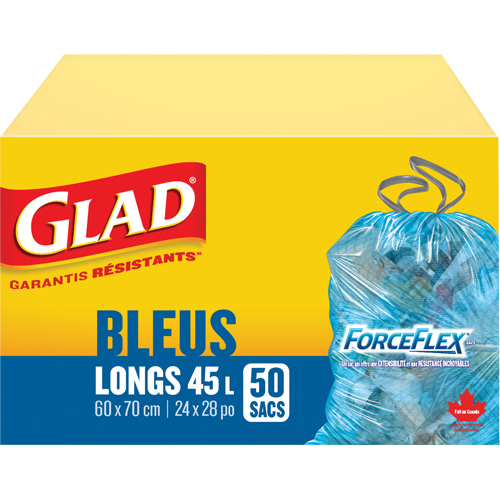 Sacs de recyclage 45 L, R&eacute;gulier, 24" la x 28" lo, Bleu Northern Industrial Supply Inc.