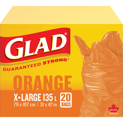 Sacs &agrave; ordures 135 L, R&eacute;gulier, 31" la x 42" lo, Orange Northern Industrial Supply Inc.
