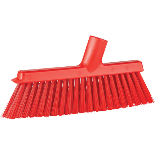 Dustpan Broom with Angled Thread, Medium Bristles, 10", Polyester, Red Northern Industrial Supply Inc.